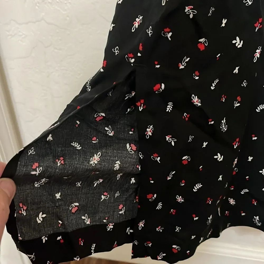J.Jill Black Floral Design Wide Leg Boho Buttons Pockets Jumpsuit Contemporary - Picture 15 of 17